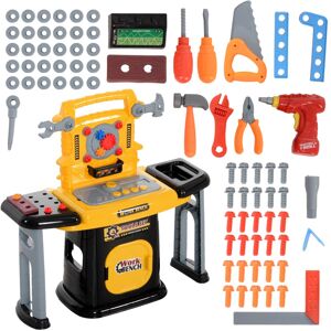 MHSTAR UK LTD AIYAPLAY Play Tools Toy, Kids Tool Bench for Children 3-6 Years, 102Pcs Kids Tool Set Kids Workbench with Electric Drill, Storage, Yellow