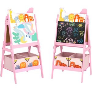 MHSTAR UK LTD AIYAPLAY Kids Easel, 2 in1 Easel for Toddlers with Whiteboard, Chalkboard, Storage Boxes, Double Sided Easel, for Ages 3-8 Years, Pink
