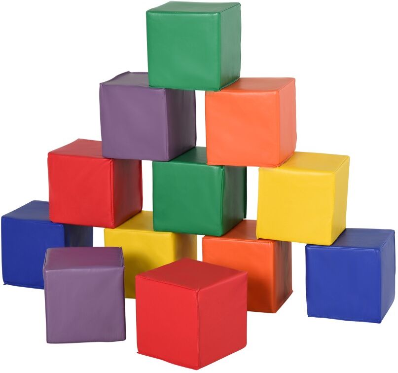 MHSTAR UK LTD HOMCOM 12 Piece Soft Play Foam Blocks Toy Building Stacking Compliant Learning Toys for Toddler Baby Kids Preschool