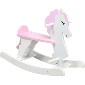 MHSTAR UK LTD HOMCOM Kids Wooden Rocking Horse, Ride-On Toy w/ Handlebar, Foot Pedal, Traditional Rocking Furniture for Ages 1-3 Years - Pink