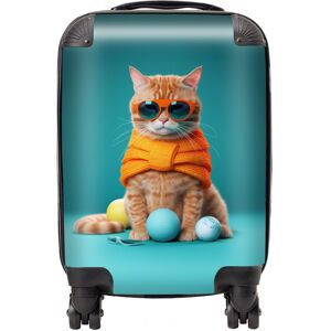 WRT Ltd Cat In Glasses With Balls Of Wool Suitcase - Mini Cabin WRT Ltd Cat In Glasses With Balls Of Wool Suitcase - Mini Cabin