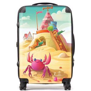 WRT Ltd Pink Crab On A Beach Holiday Suitcase - Medium WRT Ltd Pink Crab On A Beach Holiday Suitcase - Medium