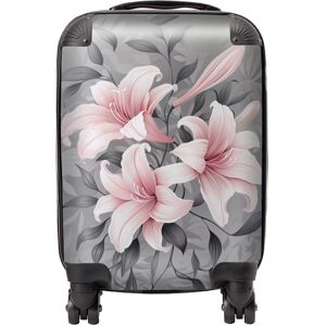 WRT Ltd Pink Lilies On Grey Suitcase - Mini Cabin WRT Ltd Pink Lilies On Grey Suitcase - Mini Cabin