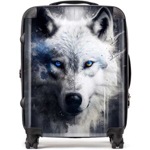 WRT Ltd White Wolf Face Splashart Dark Background Suitcase - Large WRT Ltd White Wolf Face Splashart Dark Background Suitcase - Large