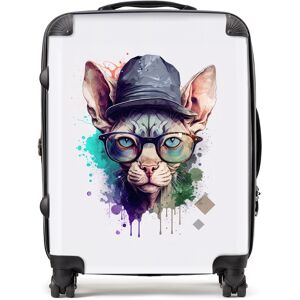 WRT Ltd Sphynx Cat Face Glasses And Hat Splashart Suitcase - Large WRT Ltd Sphynx Cat Face Glasses And Hat Splashart Suitcase - Large