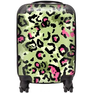 WRT Ltd Green And Pink Leopard Print Suitcase - Mini Cabin WRT Ltd Green And Pink Leopard Print Suitcase - Mini Cabin