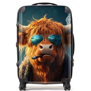 WRT Ltd Highland Cow With Glasses Suitcase - Medium WRT Ltd Highland Cow With Glasses Suitcase - Medium