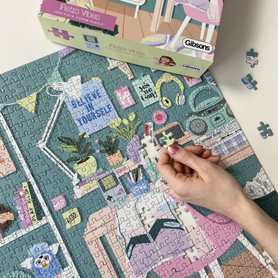 XS-Stock.com Ltd Retro Vibes Jigsaw Puzzle 90s Bedroom White Logo 1000 Pieces