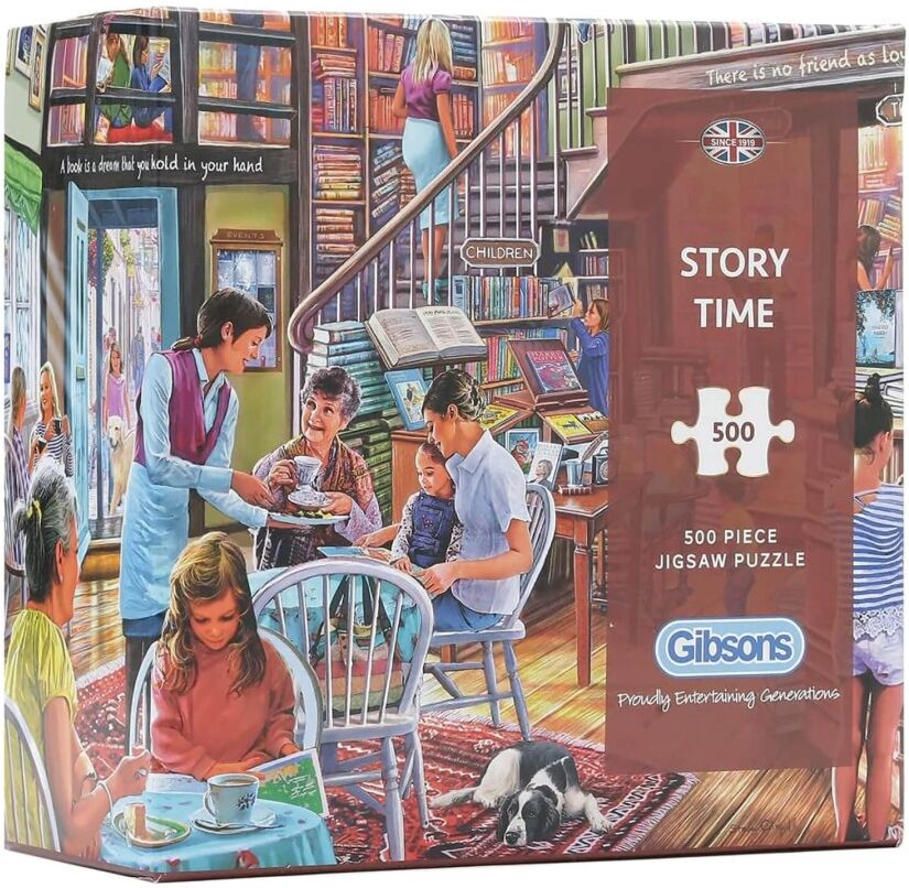 XS-Stock.com Ltd Story Time Jigsaw Puzzle Book Shop Cafe Children Dog 500 Pieces