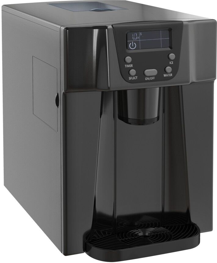 MHSTAR UK LTD HOMCOM Ice Maker Machine and Water Dispenser, Counter Top Ice Cube Maker for Home with 3L Tank, Adjustable Cube Size, 9 Ice Cubes per 6-10 Minutes, No