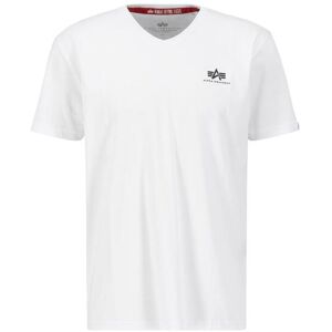 V-neck T-shirt Alpha Industries Basic Small Logo Blanc S Male V-neck T-shirt Alpha Industries Basic Small Logo Blanc S Male