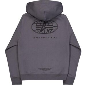 Hooded sweatshirt with print on the back Alpha Industries World Logo Gris 2XL Male Hooded sweatshirt with print on the back Alpha Industries World Logo Gris 2XL Male
