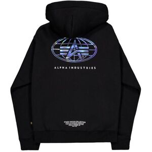 Hooded sweatshirt with print on the back Alpha Industries World Logo Noir 2XL Male Hooded sweatshirt with print on the back Alpha Industries World Logo Noir 2XL Male