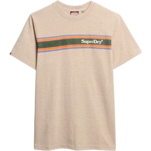 Striped casual T-shirt with logo Superdry Venue Beige S Male Striped casual T-shirt with logo Superdry Venue Beige S Male