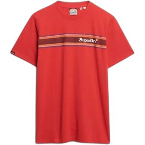 Striped casual T-shirt with logo Superdry Venue Rouge XL Male Striped casual T-shirt with logo Superdry Venue Rouge XL Male