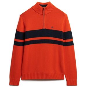 Striped trucker sweater in cotton knit Superdry Orange L Male Striped trucker sweater in cotton knit Superdry Orange L Male