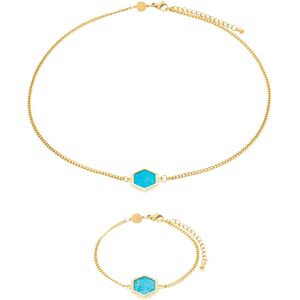 Turquoise necklace and bracelet for women Sloya Hexalia Bleu 17/21,5 cm Female Turquoise necklace and bracelet for women Sloya Hexalia Bleu 17/21,5 cm Female