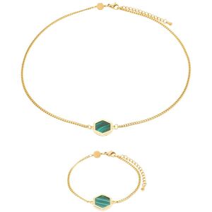 Malachite stone necklace and bracelet for women Sloya Hexalia Vert 17/21,5 cm Female Malachite stone necklace and bracelet for women Sloya Hexalia Vert 17/21,5 cm Female