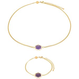 Amethyst necklace and bracelet for women Sloya Hexalia Violet 17/21,5 cm Female Amethyst necklace and bracelet for women Sloya Hexalia Violet 17/21,5 cm Female