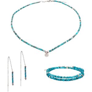Necklace, bracelet and earrings set in stone for women Sloya Lumia Bleu 16,5/20 cm Female Necklace, bracelet and earrings set in stone for women Sloya Lumia Bleu 16,5/20 cm Female