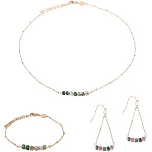 Aquatic agate stone necklace, bracelet, and earrings set for women Sloya Piana Vert 16,5/21,5 cm Female Aquatic agate stone necklace, bracelet, and earrings set for women Sloya Piana Vert 16,5/21,5 cm Female