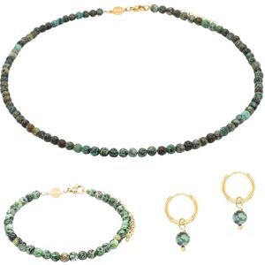 Necklace, bracelet and earrings set in African turquoise for women Sloya Serena Vert 17,5/23 cm Female Necklace, bracelet and earrings set in African turquoise for women Sloya Serena Vert 17,5/23 cm Female