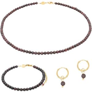 Garnet stone necklace, bracelet and earrings set for women Sloya Serena Rouge 17,5/23 cm Female Garnet stone necklace, bracelet and earrings set for women Sloya Serena Rouge 17,5/23 cm Female