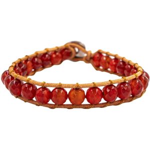 Carnelian Stone and Genuine Leather Bracelet for Women Sloya Facelia Rouge 17/21 cm Female Carnelian Stone and Genuine Leather Bracelet for Women Sloya Facelia Rouge 17/21 cm Female