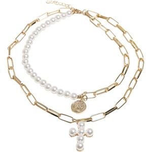 Necklace Urban Classics pearl cross layering Blanc One size Unisex Necklace Urban Classics pearl cross layering Blanc One size Unisex