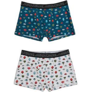 Cotton stretch boxer shorts Star Wars Alien Species (x2) Bleu L Male Cotton stretch boxer shorts Star Wars Alien Species (x2) Bleu L Male