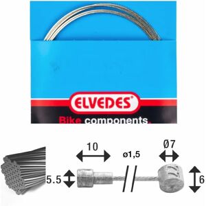 Brake cable 7x7 stainless steel wires ø1,5mm v-head ø5,5x10 and t-nipple Elvedes Argenté 2250 mm Unisex Brake cable 7x7 stainless steel wires ø1,5mm v-head ø5,5x10 and t-nipple Elvedes Argenté 2250 mm Unisex