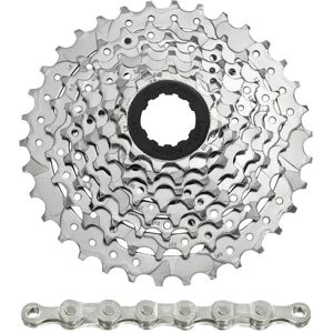 Cassette with chain Sunrace M66 11-32 Shimano-Sram Nickel Argenté 11/32T Unisex Cassette with chain Sunrace M66 11-32 Shimano-Sram Nickel Argenté 11/32T Unisex