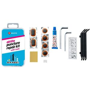 MTB inner tube repair kit with tools - box 4 patches 18mm + 2 patches 28x18mm + glue 5g + pumice paper + chalk + 3 tire levers + 2 allen keys 5 and 6 mm with instructions Weldtite Noir One size Unisex MTB inner tube repair kit with tools - box 4 patches 18mm + 2 patches 28x18mm + glue 5g + pumice paper + chalk + 3 tire levers + 2 allen keys 5 and 6 mm with instructions Weldtite Noir One size Unisex
