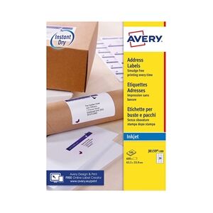 Avery Inkjet Address Labels 63.5x33.9mm 24 Per Sheet White (2400 Pack) Avery Inkjet Address Labels 63.5x33.9mm 24 Per Sheet White (2400 Pack)