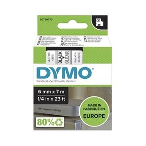 DYMO D1 Standard - Black on Transparent - 6mm label tape DYMO D1 Standard - Black on Transparent - 6mm label tape
