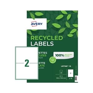 Avery Recycled Parcel Labels 2 Per Sheet White (30 Pack) LR7168-15 Avery Recycled Parcel Labels 2 Per Sheet White (30 Pack) LR7168-15