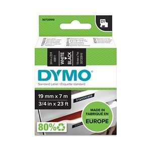 Dymo D1 Tape for Labelmakers 19mmx7m White on Black - 45810 S0720910 Dymo D1 Tape for Labelmakers 19mmx7m White on Black - 45810 S0720910