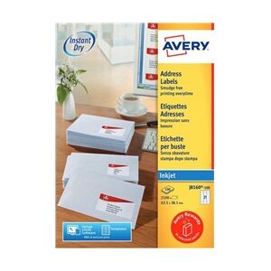 Avery Inkjet Address Labels 63.5x38.1mm 21 Per Sheet White (2100 Pack) Avery Inkjet Address Labels 63.5x38.1mm 21 Per Sheet White (2100 Pack)
