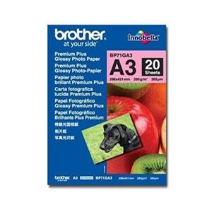 Brother A3 Premium + Glossy Photo Paper (Pack of 20) BP71GA3 Brother A3 Premium + Glossy Photo Paper (Pack of 20) BP71GA3
