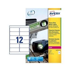 Avery Laser Label 63.5x72mm Heavy Duty White (240 Pack) Avery Laser Label 63.5x72mm Heavy Duty White (240 Pack)