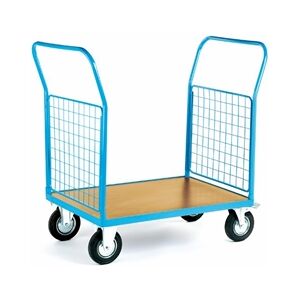 GPC 2 Mesh Ends Platform Truck; Fixed/Swivel Castors; Blue/Veneer GPC 2 Mesh Ends Platform Truck; Fixed/Swivel Castors; Blue/Veneer
