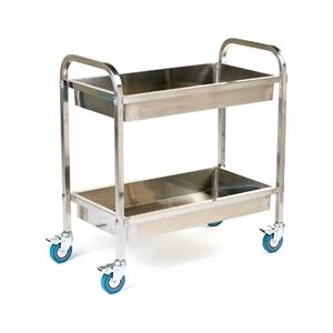 GPC Tray Trolley; 2 Deep Shelves; Swivel Castors; Stainless Steel; Silver GPC Tray Trolley; 2 Deep Shelves; Swivel Castors; Stainless Steel; Silver