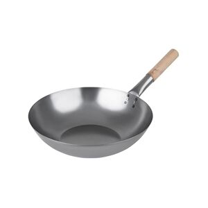 Vogue Steel Flat Bottom Wok 356mm - Wok Vogue Steel Flat Bottom Wok 356mm - Wok