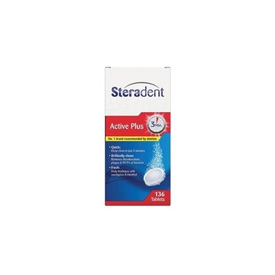 Steradent Active Plus Denture Cleaner - 136 Tablets (Pack of 4) - Denture Cleaner Steradent Active Plus Denture Cleaner - 136 Tablets (Pack of 4) - Denture Cleaner