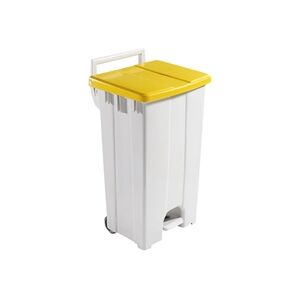 Unbranded Grey 90 Litre Plastic Pedal Bin With Yellow Lid Unbranded Grey 90 Litre Plastic Pedal Bin With Yellow Lid