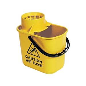 2Work Plastic Mop Bucket with Wringer 15 Litre Yellow 102946YL 2Work Plastic Mop Bucket with Wringer 15 Litre Yellow 102946YL