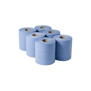 Unbranded 1-Ply Blue Centrefeed Rolls 300mx175mm (Pack of 6) 852660 Unbranded 1-Ply Blue Centrefeed Rolls 300mx175mm (Pack of 6) 852660