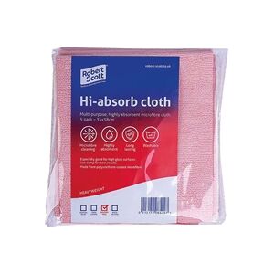 Robert Scott Hi-Absorb Microfibre Cloth Red (5 Pack) 103986RED Robert Scott Hi-Absorb Microfibre Cloth Red (5 Pack) 103986RED