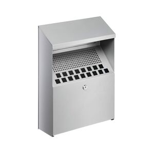 Durable Wall Mounted Lockable Steel Ashtray - 4L - Silver Durable Wall Mounted Lockable Steel Ashtray - 4L - Silver