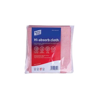 Robert Scott Hi-Absorb Microfibre Cloth Red (5 Pack) 103986RED Robert Scott Hi-Absorb Microfibre Cloth Red (5 Pack) 103986RED